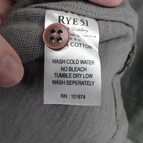 Rye 51 Shirt Mens Large Charcoal Mercer Distressed Long Sleeve Polo Casual - Picture 12 of 14